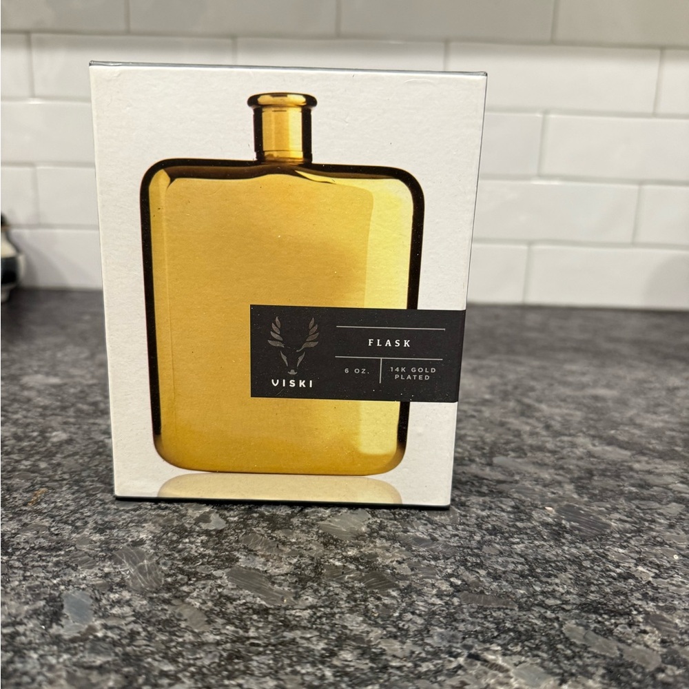 NEW Williams Sonoma 14 KT Gold Flask.